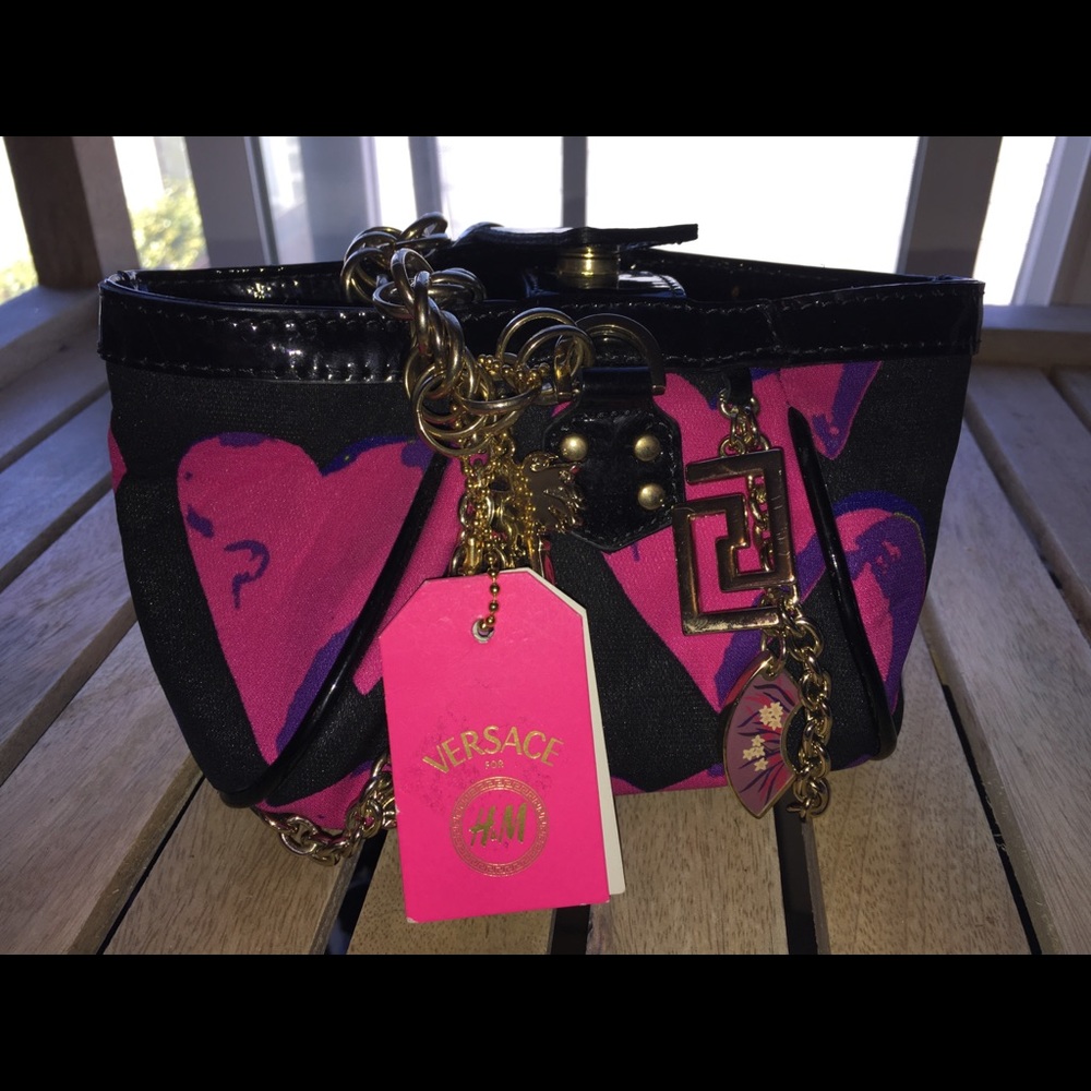 Mini Versace x H&M Patent Leather-Silk Charm Bag
